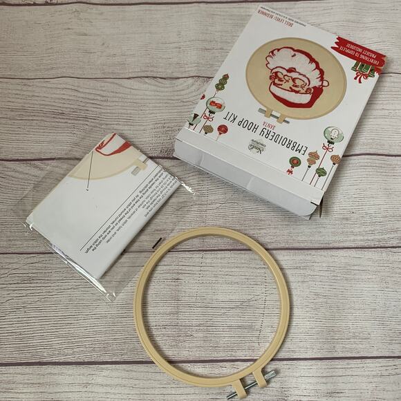 Needle Creations Santa Embroidery Hoop Kit Christmas Holiday Craft 6"D Finished - Picture 3 of 8